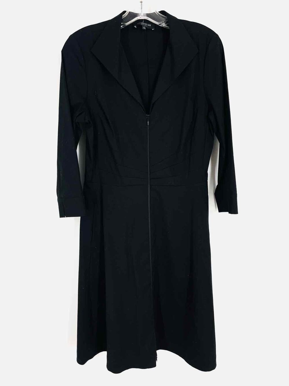 Lafayette 148 Size 6 Black Zipper Collar Designer Dress
